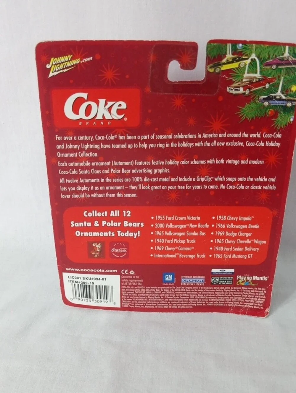 Coca Cola Holiday Ornament Vehicle Duo - Johnny Lightening